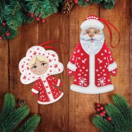 Набор для создания подвески из фетра "Дед мороз и Снегурочка" Новогодняя ёлочная игрушка