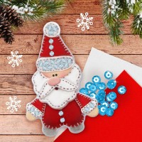 Новогодняя ёлочная игрушка из фетра "Дед Мороз"