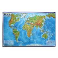 Карта мира Физическая 101х66 см, 1:35М, ламинированная, настенная, в тубусе