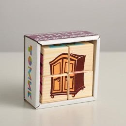 Деревянные кубики "Мебель" 4 шт