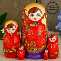Матрешка "Анна" красный платок, 5 кукольная, 15 см