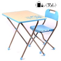 Комплект детской мебели с рисунком в стиле "Ретро" цвет голубой