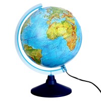 Интерактивный глобус физико-политический рельефный, 25 см, с подсветкой