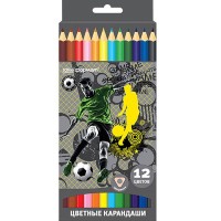 Карандаши цветные "Футбол" 12 цветов, трехгранные