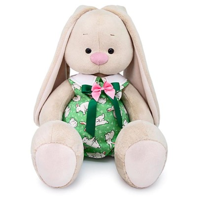 Зайка Ми в зелёном комбинезоне с кроликами, 34 см