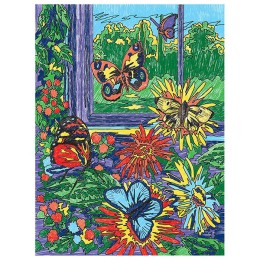 Раскраска по номерам "Бабочки" А4, цветными карандашами, картон