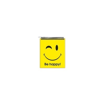 Блокнот А6 48 листов на цветной спирали "BE HAPPY"
