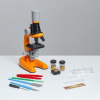 Детский микроскоп кратность до х1200, оранжевый, подсветка