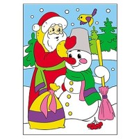 Раскраска блестками "Дед Мороз и снеговик", А4