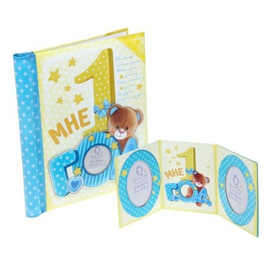 Набор подарочный для новорожденных "Мне один год" фотоальбом на 20 магнитных листов и фоторамка-триптих